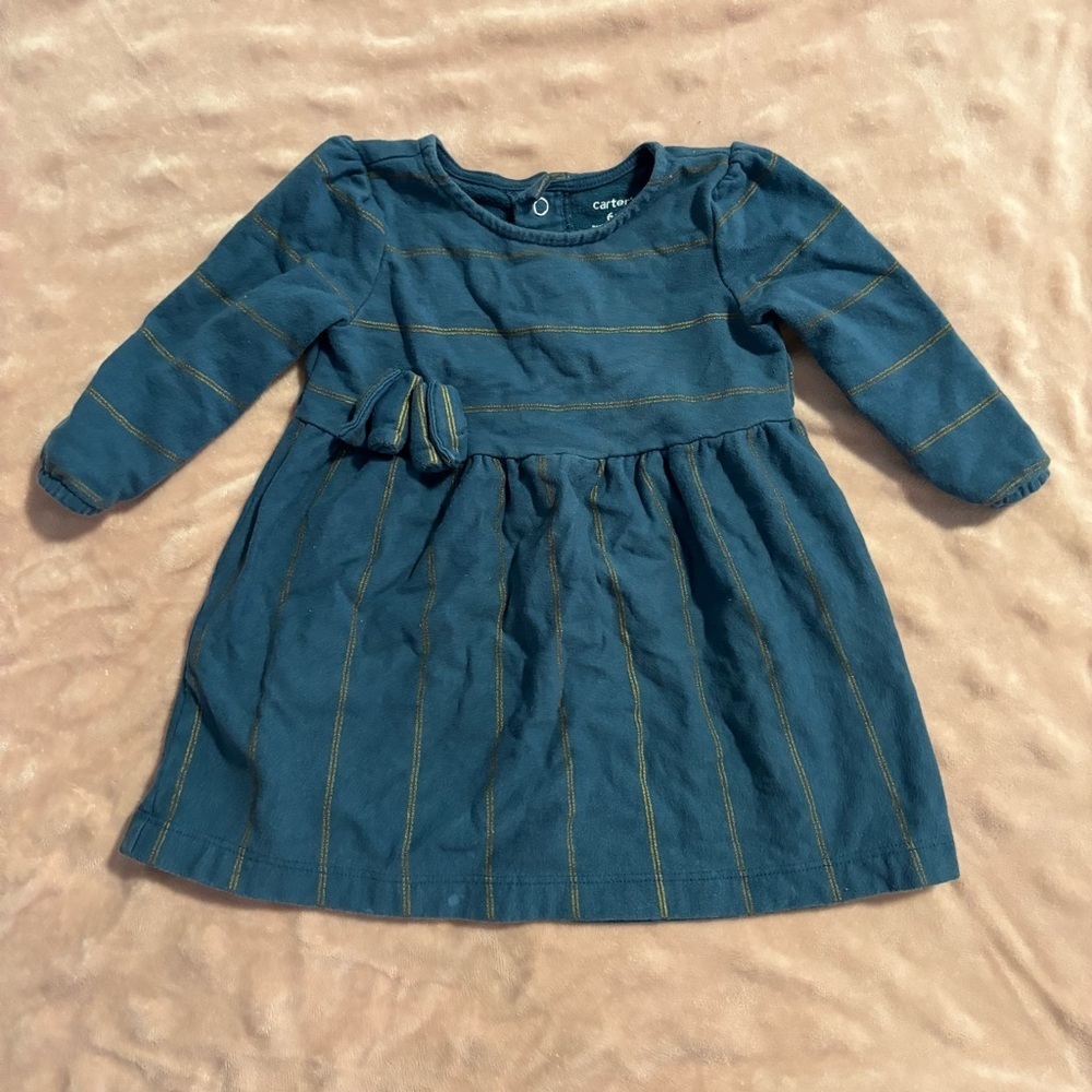 Carter's Teal and Gold Striped Dress
